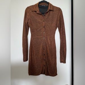 Motel Bronze Glitter Mini Dress